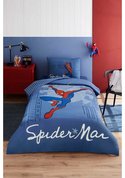 Spiderman Sense Tek Kişilik Lisanslı Lastikli Çocuk Nevresim Takımı Gümüş