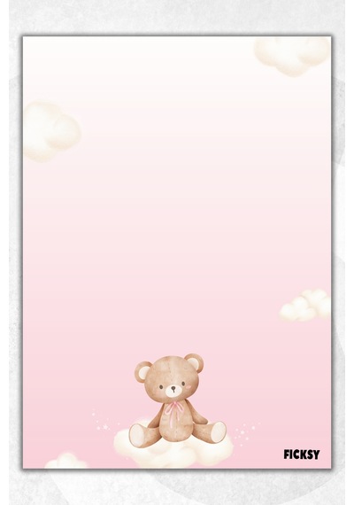 A5 Ayıcık Bloknot Çizgisiz Defter - 50 Yaprak - Memopad - Notepad - Not Defteri - Not Kağıdı - 0883 Çok Renkli