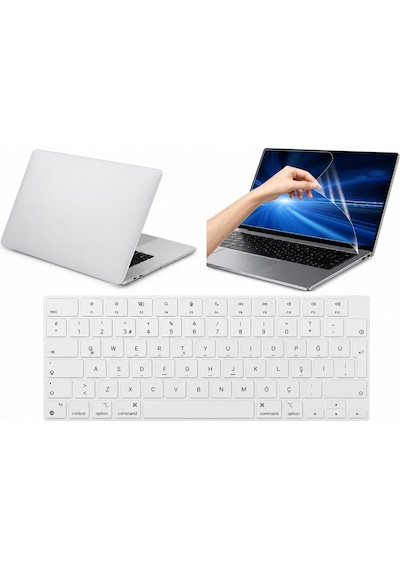 Arabulalaca Apple Uyumlu MacBook Pro 14 Inç A3434 / A3426 / A 3427 / A2992 / A2779 / A2442 M5 / M4 / M3 Işlemci Mat Doku Kılıf Hardcase Açık Beyaz