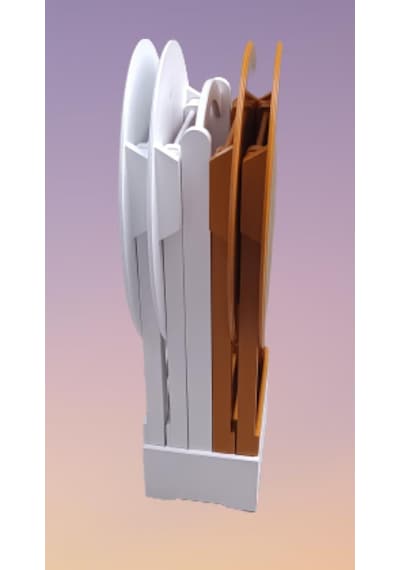 Çanta Zigon Sehpa Oval Model Dörtlü Ahşap Mdf Beyaz Ve Hardal Renk Uyumu El Yapımı