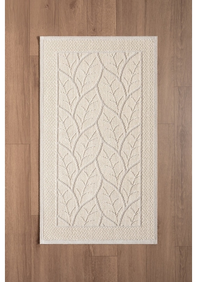 Sakura Sk013a Doğal Pamuk 2'li Banyo Paspas Seti 60x100 60x50cm Kaymaz Taban Makinada Yıkanabilir Kemik