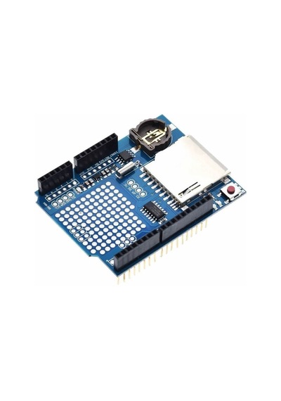 Arduino Sd Kart Rtc Saat Data Kayıt Logger Shield Ds1307 2x Led Prototip Pcb Alanı Reset Butonu
