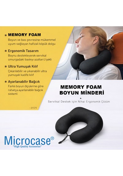 Microcase Ortopedik Memory Foam Nefes Alabilen Kumaş Boyun Destek Minderi Al5521