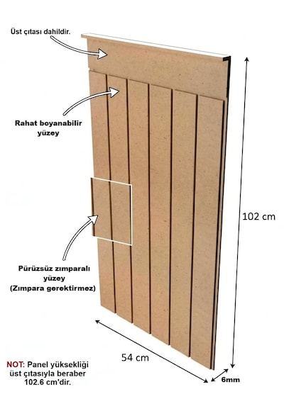 Mdf Cnc Işlemeli Dekoratif Boyanabilir Duvar Paneli 102x54cm 6mm 102x54cm