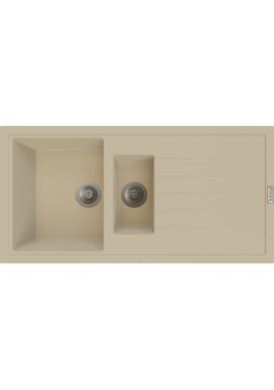 Polex Cristalüx Granit Evye P-01 Bej 1.5 Gözlü Tezgah Altı Ve Tezgah Üstü Mutfak Evyesi 99x49.5 CM
