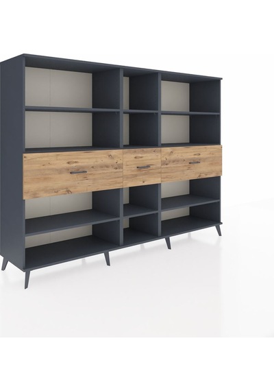 Hyperion Dolap 9 Raflı 3 Çekmeceli 220x44x163 Antrasit-antrasit/ Antrasit-antrasit/çam Hyperion Dolap 9 Raflı 3 Çekmeceli 220x44x163 Antrasit-antrasit/ Antrasit-antrasit/çam