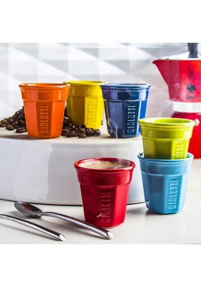 Bialetti Renkli Seramik 6 'lı Espresso Fincan Seti Çok Renkli