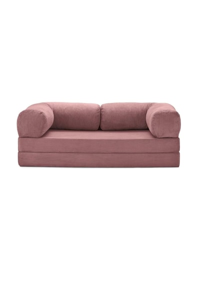 Herev 160x80 Sünger Koltuk İki Kişilik Kanepe Yataklı Yıkanabilir Kadife Kumaşlı Pembe