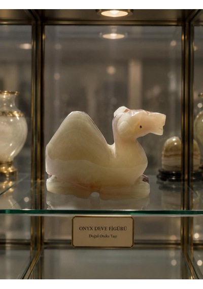 Doğal Oniks Deve Figürü El Yapımı Dekoratif Taş Biblo Otantik Masa Üstü Süs