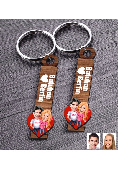 Bk Gift Kişiye Özel Sevgili Temalı 2 Li Ahşap Anahtarlık, Sevgiliye Hediye,doğum Günü Hediyesi, Sevgililer Günü Hediyesi-6