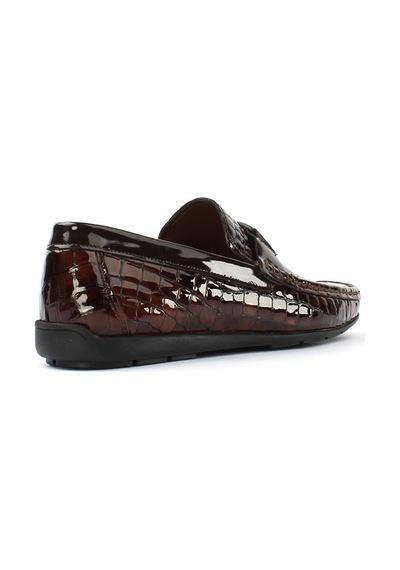 Erkek Kahverengi Kroko Rugan Deri Loafer