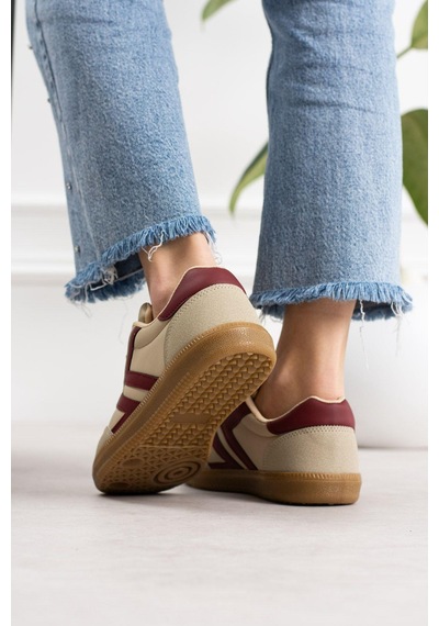 Kadın Düşük Bilek Bağcıklı Sneaker Bej