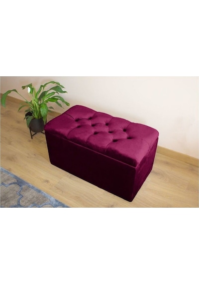 Lüks Sandıklı Kapitoneli Puf 70 Cm Gri
