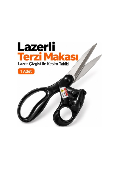 Lazer Çizgi Kılavuzlu Terzi Makası Kumaş Ve Kağıt Kesimi İçin, Siyah Saplı, 1 Adet