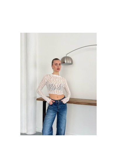 Verymoda Dantel Abiye Bluz F1886 Krem