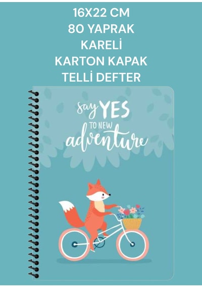 16x22 Cm 80 Yaprak Kareli Karton Kapak Telli Defter Gezginler Keskin Color Mavi
