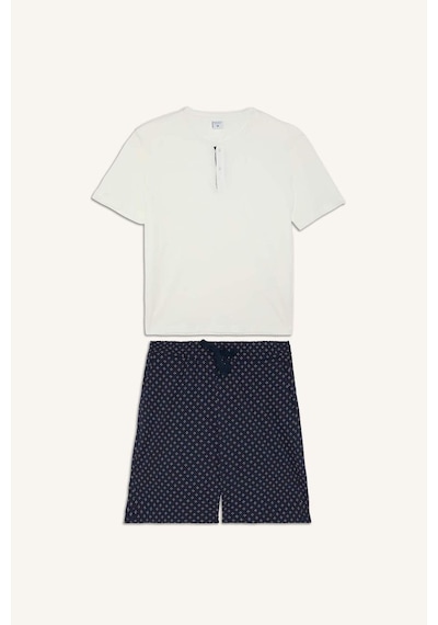 Defacto %100 Pamuk New Regular Fıt 2li Şortlu Pijama Takımı H8680ax26smwt34 Beyaz-wt34