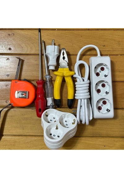 Sermer Pazarlama 8 Parça Birden 2 Metre Üçlü 1 Adet Golyat Pense Kontrol Kalemi Yıldız Tornavida 5 Metrelik Metre Fiş 2 M