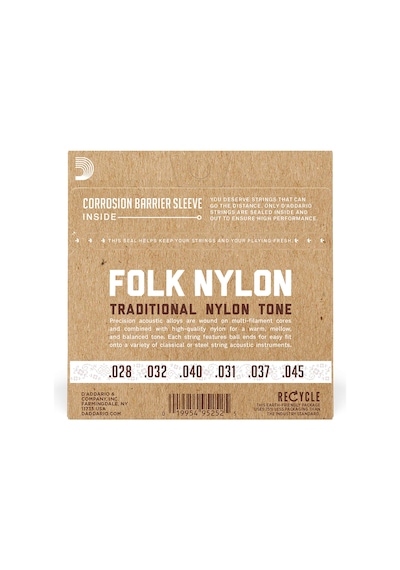 D'addario Gitar Telleri - Halk Naylon Gitar Telleri - Ej34 Klasik Gitar Telleri - Naylon Çekirdekli, Top Uçlu - 80/20 Bronz Sargı, Siyah Naylon Üçlü