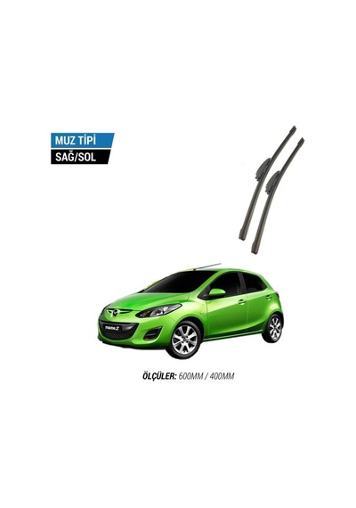 Mazda 2 2008-2013 2'li Ön Cam Sileceği Sağ Sol Silecek Takımı Muz Silecek