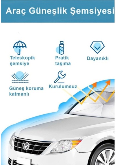 Güneşlik Gölgelik Ön Cam Şemsiyesi Oto Araç İçi Tüm Binek Araçlar
