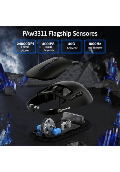Freewolf A6 Kablosuz Oyuncu Mouse Paw3311 1000 Hz 24000 Dpı Profesyonel Bluetooth Üç Modlu Bağlantı Diğer Freewolf A6 Kablosuz Oyuncu Mouse Paw3311 1000 Hz 24000 Dpı Profesyonel Bluetooth Üç Modlu Bağlantı Diğer