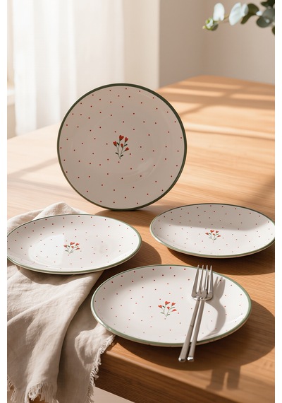 Keramika Red Bloom Pasta Tabağı 20 Cm 4 Adet 23974 Çok Renkli