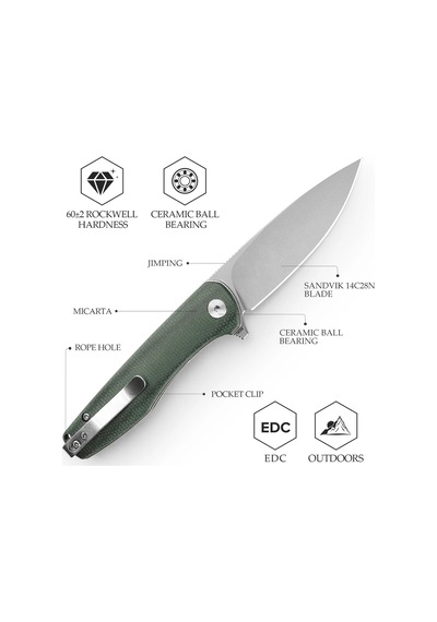 Trivisa Hummingbird-gm Mikarta Sap 14c28n Çelik  Kamp Çakısı Jm07-gm-14 Yeşil