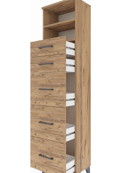 Arges Dolap 2 Raflı 5 Çekmeceli 44x30x182 Çam-çam Atlas Çam