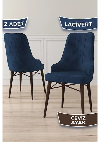 Canisa Neta Serisi, 1.sınıf Babyface Kumaş Sandalye, Ceviz Gürgen Ayak, 2 Adet Lacivert Sandalye Sandalye Lacivert Ayakları Beyazz