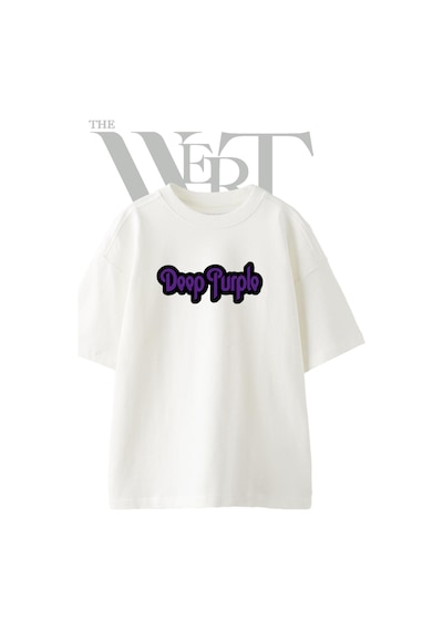 Thewert Deep Purple Tasarım Baskılı Ünisex Beyaz Oversize T-shirt