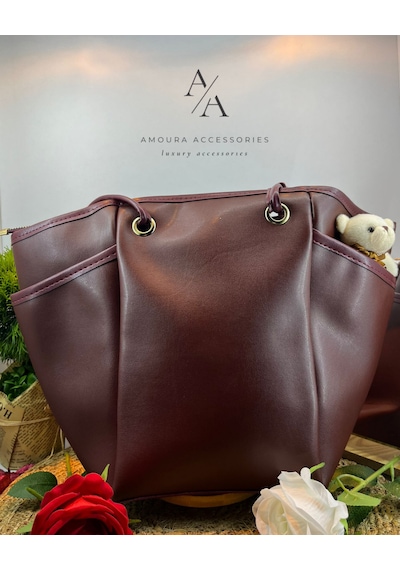 Amoura Moura Accessories Lüks Tasarım Bayan Omuz Ve Kol Çantası Bordo
