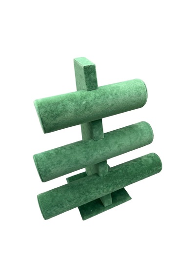 Yerli Üretim Süet Kumaş Yeşil Renk Üçlü 30/26cm Kademeli Bileklik-saat Sergileme Standı Çok Renkli