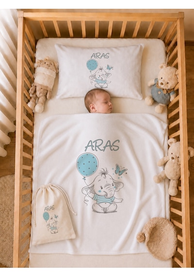 Pia Baby Erkek Bebek İsimli Hastane Çıkışı 6 Parça Tulum Şapka Eldiven %100 Pamuk Hediye Seti 2009tybk3x Krem