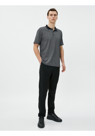Koton Basic Polo Yaka Tişört Düğmeli Kısa Kollu Siyah 3Sam10151Mk 3Sam10151Mk999 Siyah