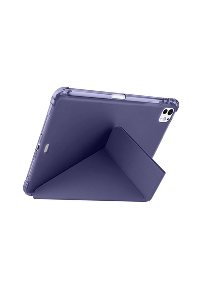 Apple Uyumlu iPad, Pro 11 İnç M4 2024 Kılıf Üçgen Katlanabilir Kalem Şarj Bölmeli Kılıf A2836 A2837 A3006 Kapaklı Kılıf