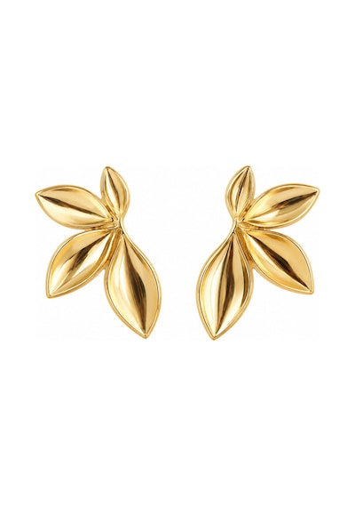 Bloom Collection Sylvie Çelik Gold Yaprak Çiçek Figürlü Küpe Altın Altın