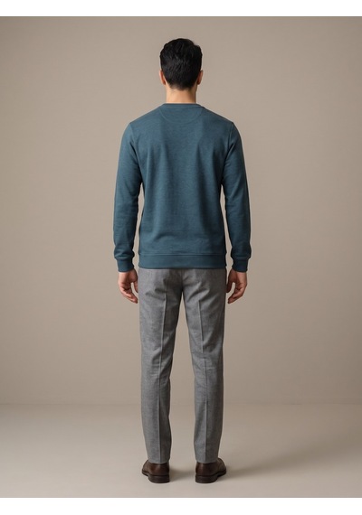 Maccali Erkek Petrol Selanik Bisiklet Yaka Sweatshirt Petrol Mavi