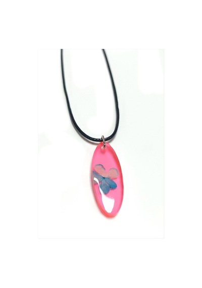 Kartopu Çiçeği Oval Epoksi Kolye Pembe 81429190