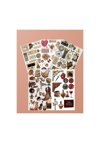 5'li Vintage Temalı 109 Adet Sticker Seti Ajanda Planner Journal Sticker Set1 Diğer
