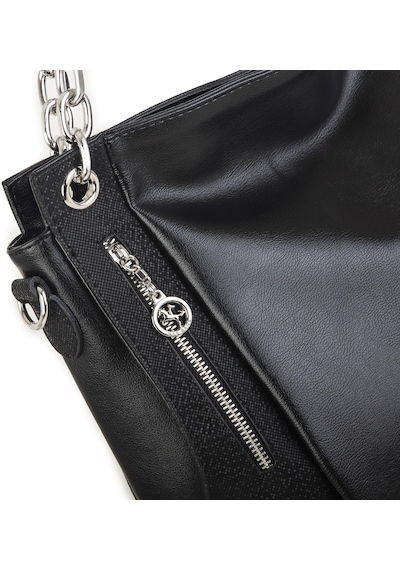 Nas Bag Kadın Büyük Boy Omuz Çantası Siyah Gri Nero 45x34x21 Cm siyah Siyah