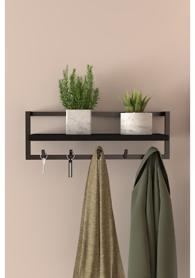 Aju Portmanto Duvar Askılığı Modern Metal Askılık Hol Koridor Mutfak Banyo Havlu Elbise Anahtar Askı Siyah