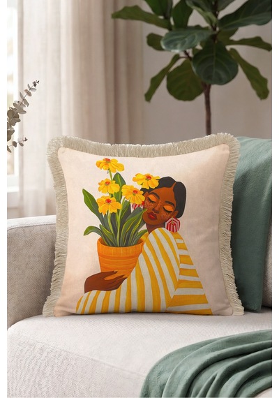 Boho Çiçekli Kadın Figürlü Saçaklı Yastık Kılıfı-sanatsal Floral Pudra Vizon Püsküllü Kırlent Kılıfı Kadim Lagün Saten Boho Çiçekli Kadın Figürlü Saçaklı Yastık Kılıfı-sanatsal Floral Pudra Vizon Püsküllü Kırlent Kılıfı Kadim Lagün Saten