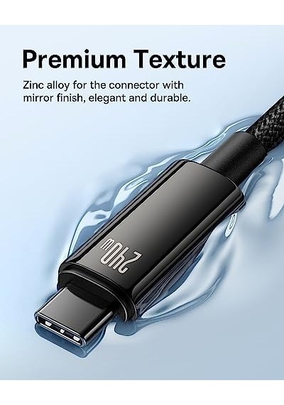 Type-c To Type-c Şarj Kablosu, 240w Hızlı Şarj Destekli, Metal Uçlu, 1 Metre, Siyah - Dayanıklı Data Kablosu