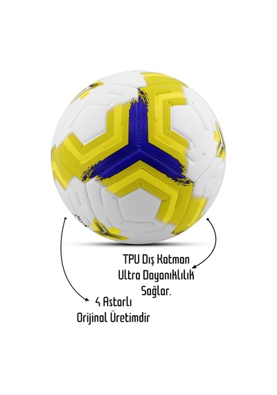 Telvesse Futbol Topu Premiera Sert Zemin Halı Saha Futbol Topu Hibrit Sarı No:5 Sarı