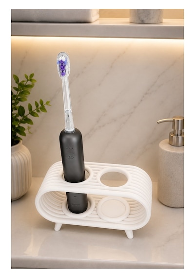Veriqo 3d 2 Li Elektrikli Diş Fırçası Standı Tezgah Üstü Banyo Organizeri Diş Fırçalık Beyaz