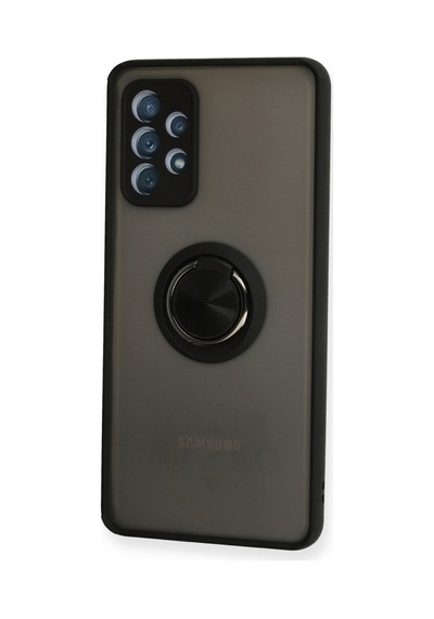 Samsung Uyumlu Galaxy A72 Uyumlu Kılıf Montreal Yüzüklü Silikon Kapak - Siyah