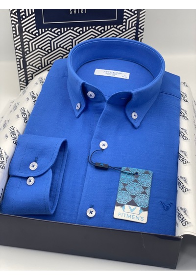 Slim Fit Uzun Kol Müslin Pamuk Rahat Nefes Alabilen Kumaştan Yaka Düğmeli Hediye Kutulu Erkek Gömlek Fs-004202 - Saks Mavi-2862 Slim Fit Uzun Kol Müslin Pamuk Rahat Nefes Alabilen Kumaştan Yaka Düğmeli Hediye Kutulu Erkek Gömlek Fs-004202 - Saks Mavi-2862