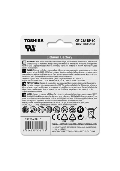 Toshiba Cr123a 3v Lityum Pil 1li El Feneri Ve Alarm Pili
