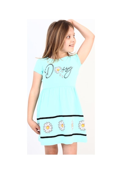 Toontoy Kız Çocuk Papatya Desenli Elbise Mint Yeşili